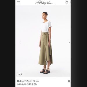 3.1 Phillip Lim Moss Green Belted T-Shirt Dress